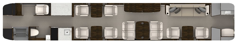 Gulfstream 600 / 700 / 800 cabineplattegrond