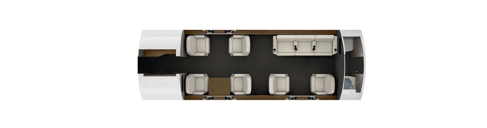 Bombardier Challenger 600 / 601 / 604 / 605 / 650 cabineplattegrond