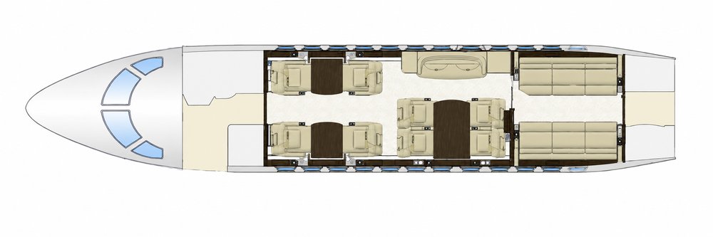 Dassault Falcon 900 cabineplattegrond
